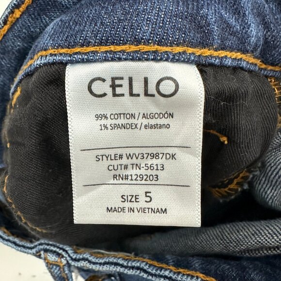 Cello Flare Raw Hem Women's size 5 Dark Wash Blue Denim Jeans - Picture 4 of 5